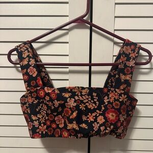 Beyond Yoga Retro Press Floral Square Neck bra